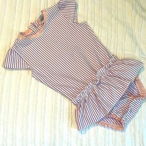Ruffle Butts, purple peplum gingham, 3T swimsuit. EUC